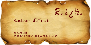 Radler Örsi névjegykártya